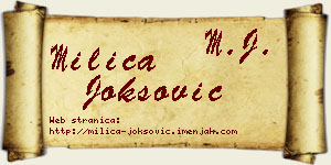 Milica Joksović vizit kartica